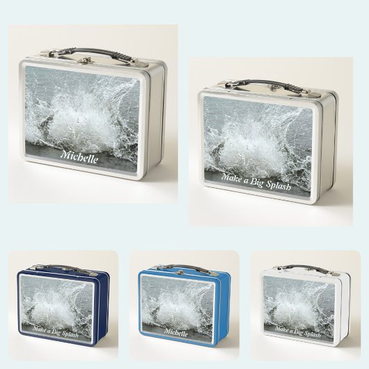 湖の水を大きく跳ね上げる メタルランチボックス