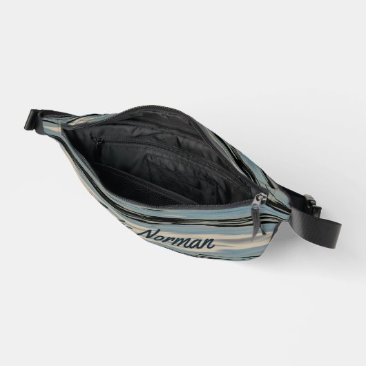 湖の水写真のカスタマイズ可能なブルーベージュ ファニーパック (見開き)