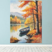 湖の水絵を描色の船 キャンバスプリント (インサイチュ (ウッドフロア))