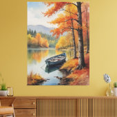 湖の水絵を描色の船 キャンバスプリント (インサイチュ (リビング))
