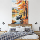 湖の水絵を描色の船 キャンバスプリント (インサイチュ (寝室))