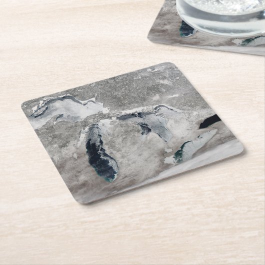 湖の氷、素晴らし州統一された。 スクエアペーパーコースター (アングル)