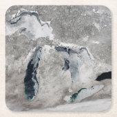 湖の氷、素晴らし州統一された。 スクエアペーパーコースター (正面)
