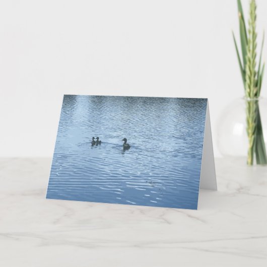 湖の池にアヒルが咲くアヒル カード (正面)