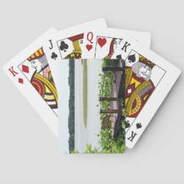 湖の波止場の写真のカードを遊ぶこと トランプ