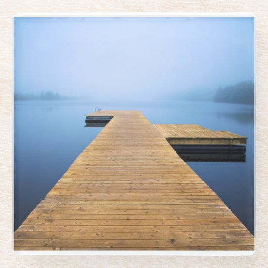 湖の波止場 ガラスコースター (正面)