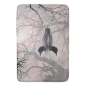 湖の浴室のマットのピンクの白黒水潜り鳥 バスマット (正面縦)