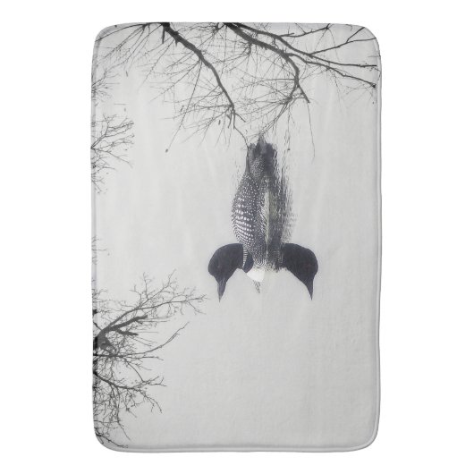 湖の浴室のマットの白黒水潜り鳥 バスマット (正面縦)