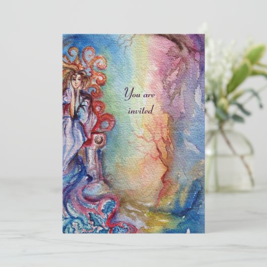 湖の淑女、鮮やかな明るい青とピンク 招待状 (スタンド正面)