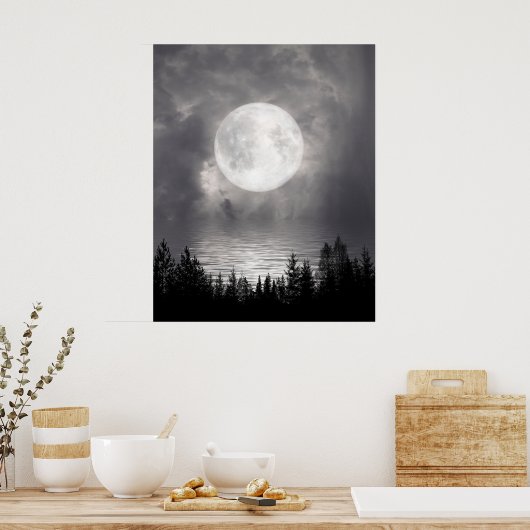 湖の満月 ポスター (キッチン)