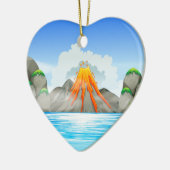 湖の火山噴火 セラミックオーナメント (左)