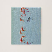 湖の灰色およびピンクのフラミンゴの群 ジグソーパズル (縦)