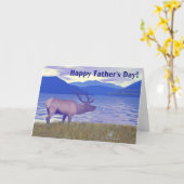湖の父の日のワピティ(エルク) カード (黄色い花)