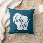 湖の生命ウィスコンシンは湖の名前をカスタマイズ クッション (ブランケット)