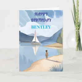 湖の男の子お誕生日おめでとう 男の子をパーソナライズする サンキューカード