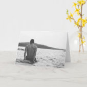 湖の男の子 カード (黄色い花)