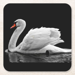 湖の白い白鳥 スクエアペーパーコースター