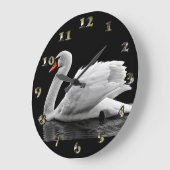 湖の白い白鳥 ラージ壁時計 (傾斜)