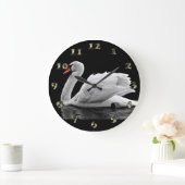 湖の白い白鳥 ラージ壁時計 (ホーム)