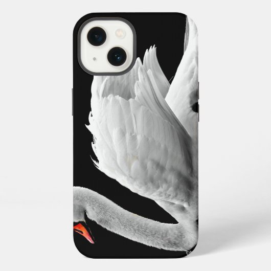 湖の白い白鳥 iPhoneケース (裏面)
