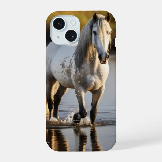 湖の白馬 iPhone 15ケース (裏面)