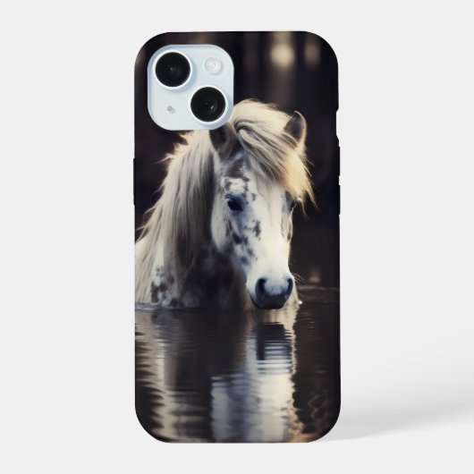 湖の白馬 iPhone 15ケース (裏面)