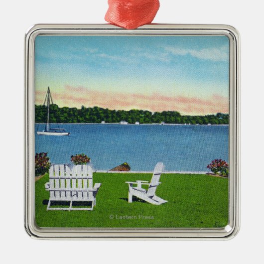 湖の眺め メタルオーナメント (正面)