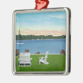 湖の眺め メタルオーナメント (左)