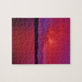 湖の矢印にホットピンクパープルサンセット ジグソーパズル (横)