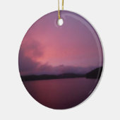 湖の矢印に紫の夕日 セラミックオーナメント (左)