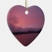 湖の矢印に紫の夕日 セラミックオーナメント (右)