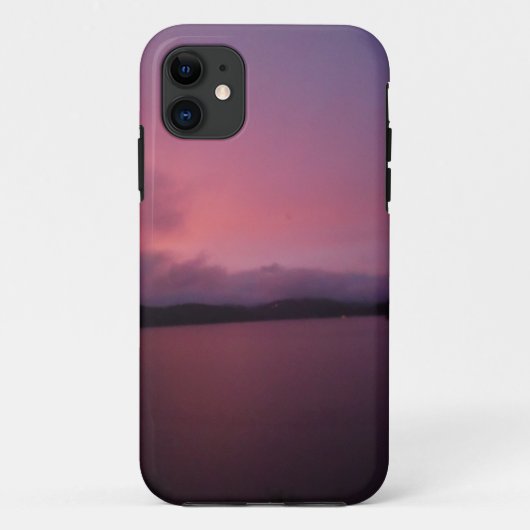 湖の矢印に紫の夕日 Case-Mate iPhoneケース (裏面)