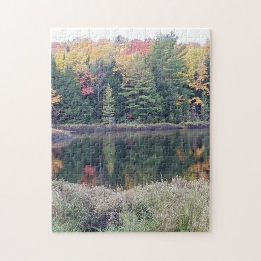湖の秋の反射 ジグソーパズル (縦)