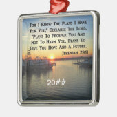 湖の穏やかな夕日 メタルオーナメント (左)