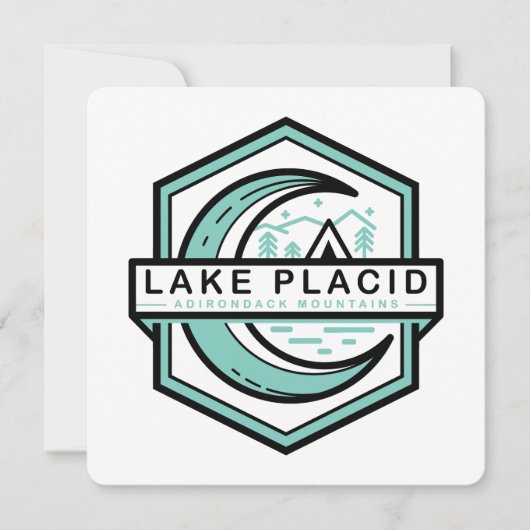 湖の穏やかな月の輝き六角 招待状 (正面)