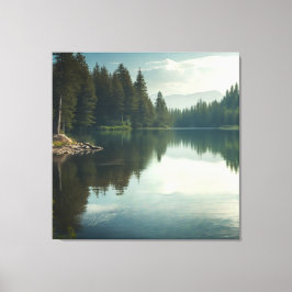 湖の穏やかな静かな キャンバスプリント