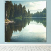 湖の穏やかな静かな キャンバスプリント (インサイチュ (ウッドフロア))