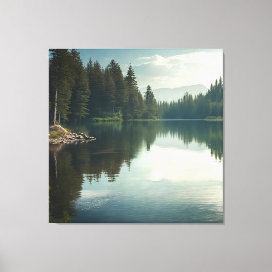 湖の穏やかな静かな キャンバスプリント (正面)