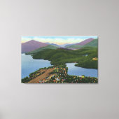 湖の空中表示プレイシッドと鏡 キャンバスプリント (正面)