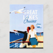 湖の素晴らしクルーズ、ボートのカップル、ヴィンテージ ポストカード (正面)