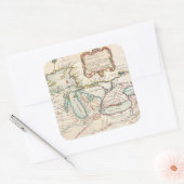 湖の素晴らしヴィンテージマップ スクエアシール (封筒)