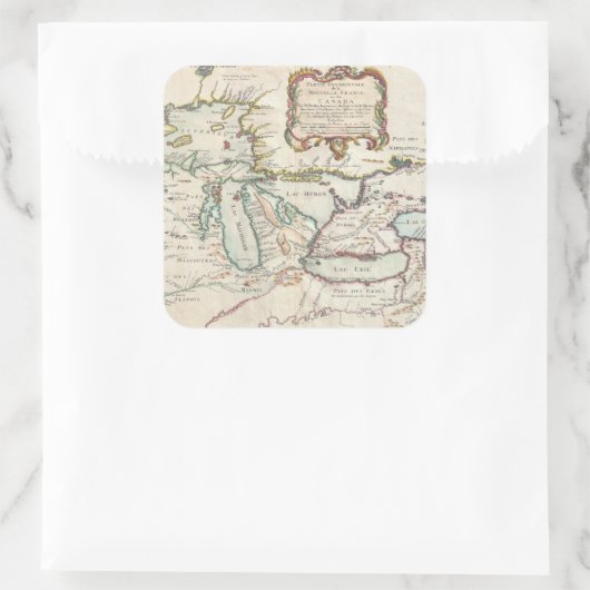 湖の素晴らしヴィンテージマップ スクエアシール (バッグ)