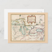 湖の素晴らしヴィンテージマップ ポストカード (正面/裏面)