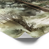 湖の素朴森の退職パーティーウェルカムサイン ポスター (角)