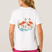 湖の美しいフラミンゴ Tシャツ (裏面)