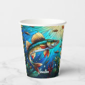 湖の美しいワルレイパイク 紙コップ (裏面)