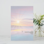 湖の美しい夏の夕日 便箋 (スタンド正面)