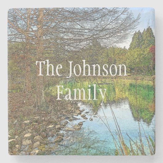 湖の美しい日 ストーンコースター (正面)