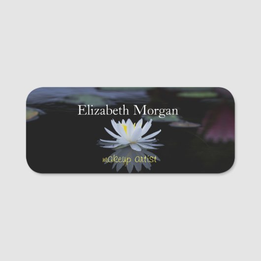 湖の美しい白い蓮 名札 (正面)