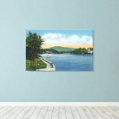 湖の花と距離のスカーフェイス山 キャンバスプリント (インサイチュ (ウッドフロア))